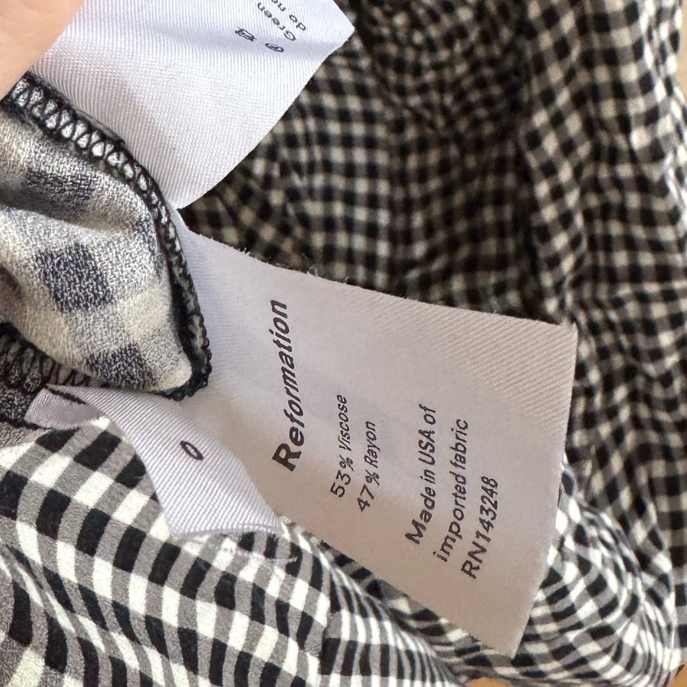 Reformation Black and White Gingham Midi Dress size 0 xs - Picture 9 of 10